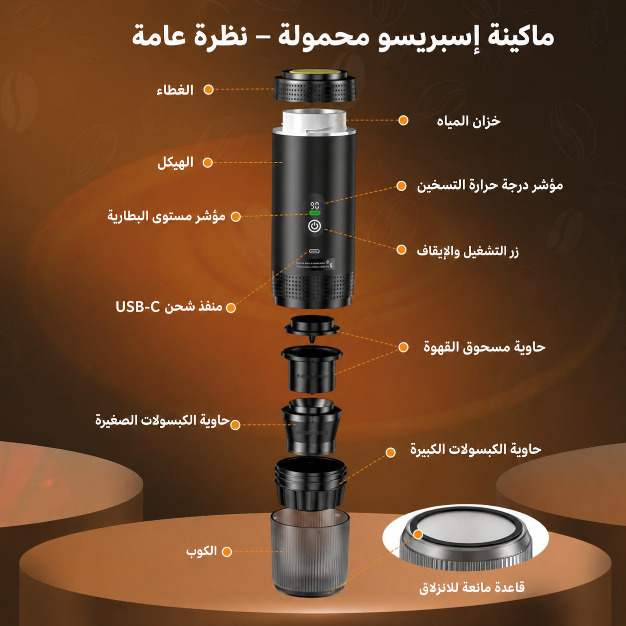 ماكينة قهوة اسبريسو محمولة ببطارية 3 في 1